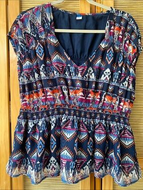 Old Navy Geo Print Peplum Sleeveless Top Sz L